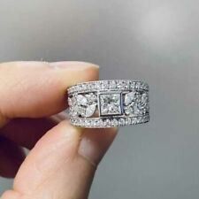 1 quid anillo de banda eterna moissanita corte princesa moissanita de boda elegante oro blanco de 14 K sobre segunda mano  Embacar hacia Argentina