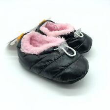 Skidders Toddler Girls Puffy Booties Plush Lined Gripper Bottom Black 12m Size 4 for sale  Shipping to South Africa