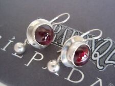 SILPADA RETIRED Sterling Silver 925 Round Red Garnet Cabochon Earrings W0251 for sale  Shipping to Canada