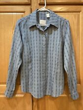 Usado, Blusa a presión Liz Claiborne M azul chambray bordada a rayas denim look LS para mujer segunda mano  Embacar hacia Mexico