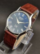 Seiko Slim Quartz Japanese BLUE FACE DIAL Wrist Watch for Men's SQ55 for sale  Shipping to South Africa