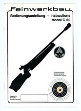 FEINWERKBAU Bedienungsanleitung MODELL C 60 Luftgewehr User Manual Anleitung (70 gebraucht kaufen  Dresden