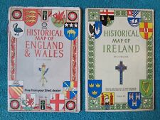 Historical Map of England & Wales AND Ireland, 2 x maps, Heraldry, Coats of Arms, usado comprar usado  Enviando para Brazil