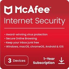 Usado, McAfee Internet Security 2024 3 dispositivos 1 año antivirus 5 minutos entrega de correo electrónico segunda mano  Embacar hacia Argentina
