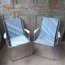 Deck Chairs Stripe Design Pair of Vintage 1980s 80s VW Camping Retro for sale  Shipping to South Africa