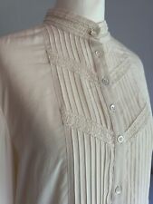 Vintage Laura Ashley Silk Ivory L Lace Victorian Style Blouse Shirt Top M Uk 12 for sale  Shipping to South Africa