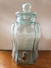 Vintage Green Glass Beverage Dispenser with Brass Spigot SVE, Made in Italy, used for sale  Shipping to South Africa