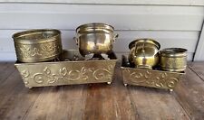 Lot Vintage Brass Planters Footed Embossed Brass Vases for sale  Shipping to South Africa