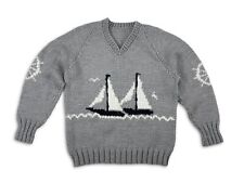 Suéter bordado vintage Cowichan feito à mão de malha veleiro tamanho M/L 22”x21” comprar usado  Enviando para Brazil