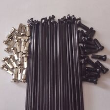 BLACK J-Bend 14g (2.0mm) custom length Stainless Bicycle spokes w/ Brass nipples for sale  Shipping to South Africa