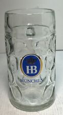 Caneca HB Hofbrauhaus Munchen Munique alemã 1 litro vidro covinhas cerveja Stein GRANDE comprar usado  Enviando para Brazil