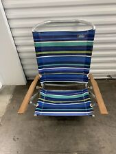 Antiga Cadeira De Praia Alumínio Dobrável Tecido Listrado Braços De Madeira, usado comprar usado  Enviando para Brazil