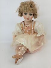 Vintage Leonardo Collection Seated Ballerina Porcelain Doll with Plaits 27cm, used for sale  Shipping to South Africa