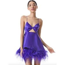 Alice + Olivia Necole Cutout Feather Hem Mini Dress Purple Womens 6, used for sale  Shipping to South Africa
