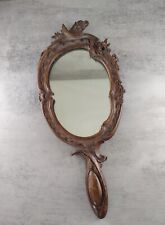 Used, Antique Hand Mirror Victorian Handmade Hand Carved Wood Black Forest Style 17.5" for sale  Shipping to South Africa