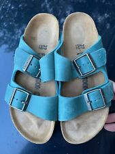 Birkenstock Arizona Sport Ocean Turquoise blue leather slide sandals 6 N / 37, used for sale  Shipping to South Africa