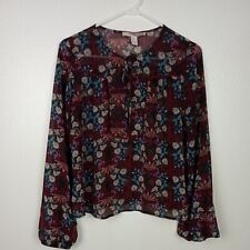 Blusa Forever 21 contemporânea feminina pequena floral transparente manga longa marrom comprar usado  Enviando para Brazil