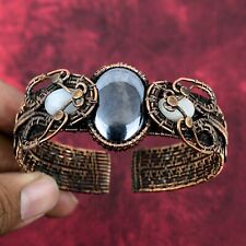 Bracelete de punho de shungite fio de cobre envolto arco-íris pedra da lua joia ajustável, usado comprar usado  Enviando para Brazil