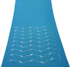 Añada Azul Sari Georgette Mezcla Tela Bordada Vestido Envoltura Sari SI20765 comprar usado  Enviando para Brazil