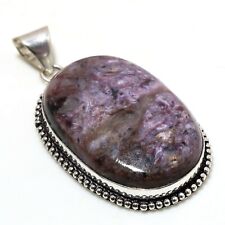 Russian Charoite Natural Gemstone Pendant 2.28"925 Sterling Silver Jewelry for sale  Shipping to South Africa