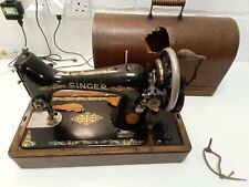 Singer Hand Crank Vintage Sewing Machine In Wooden Case [Case Damaged], used for sale  Shipping to South Africa