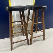 Pair of Tall Upholstered Square Stools Vintage Classic Bar Stools Kitchen Pub for sale  Shipping to South Africa