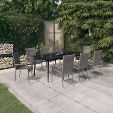 Tidyard 9 Piece  Dining Set Glass Tabletop Table and 8 Garden Chairs Poly A8E8 for sale  Shipping to South Africa