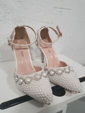 Zapatos de boda para novia 3.5" blanco perla EU 39/US 8.5 segunda mano  Embacar hacia Mexico