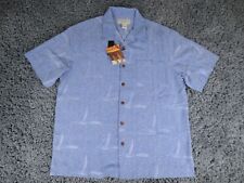 Camisa Paradise Collection Para Hombre Mediana Azul 100% Seda Hawaiana Etiquetas Abotonadas, usado segunda mano  Embacar hacia Argentina