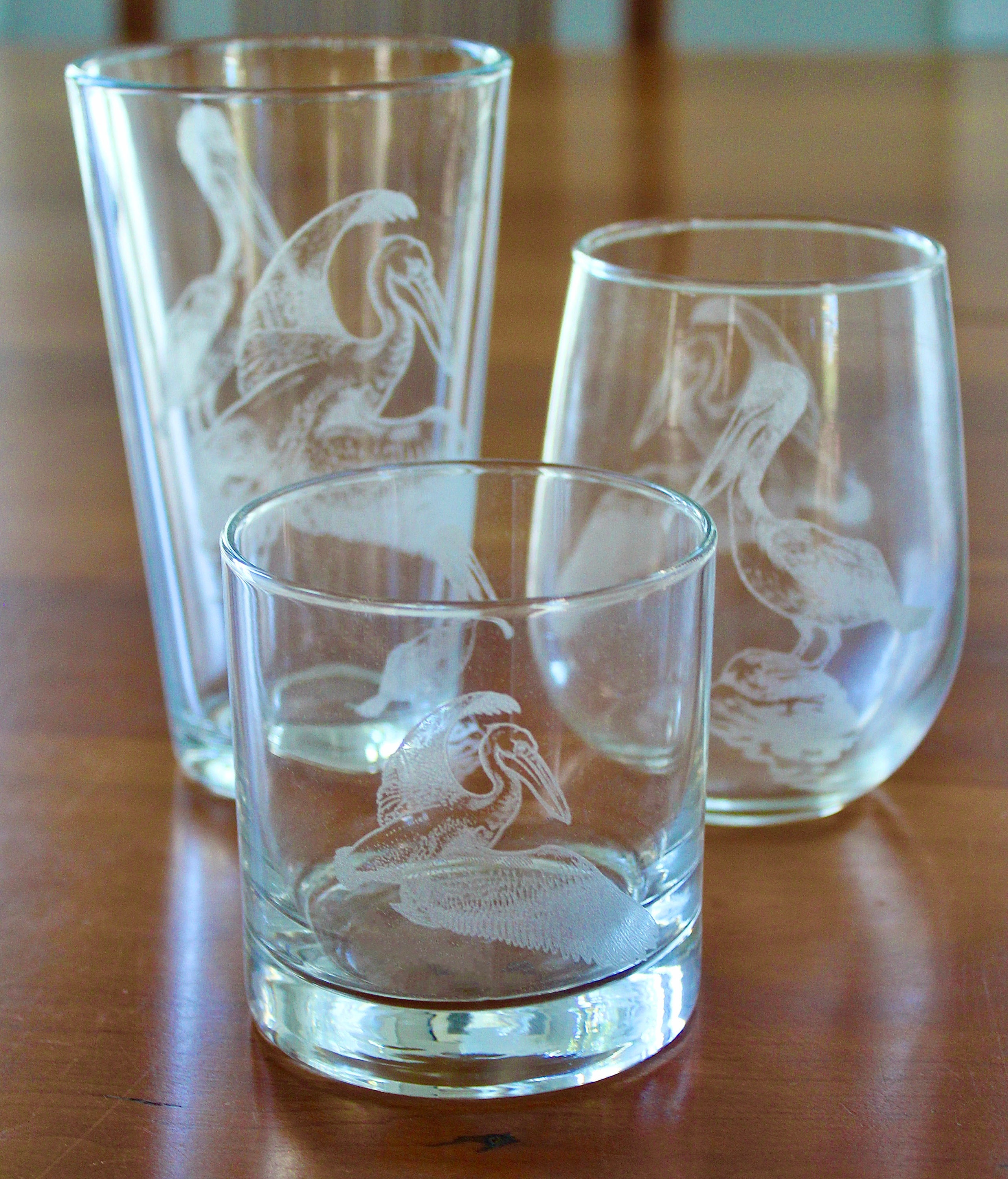 Pelican engraved glasses for sale  
