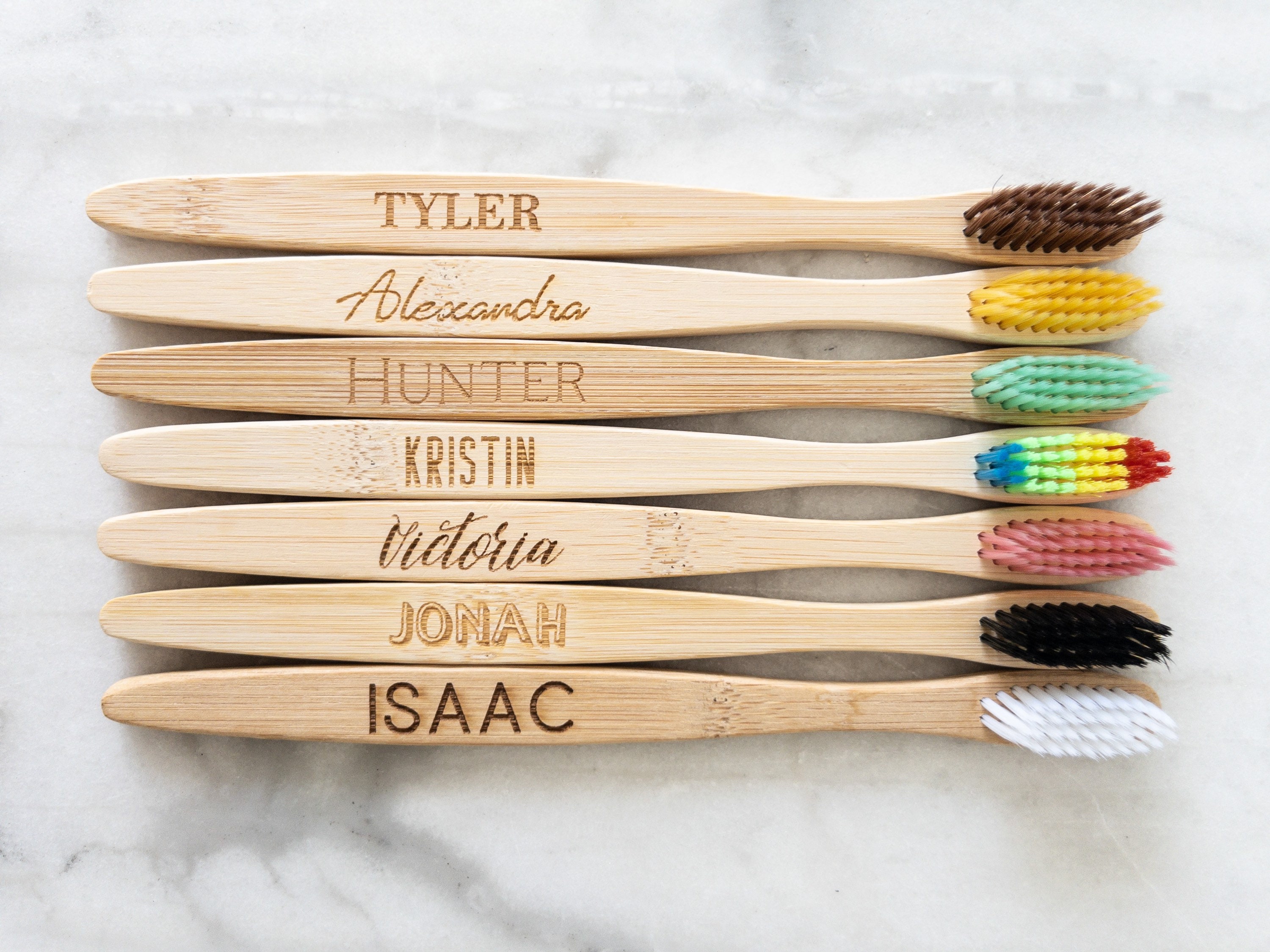 Personalized bamboo toothbrushes for sale  
