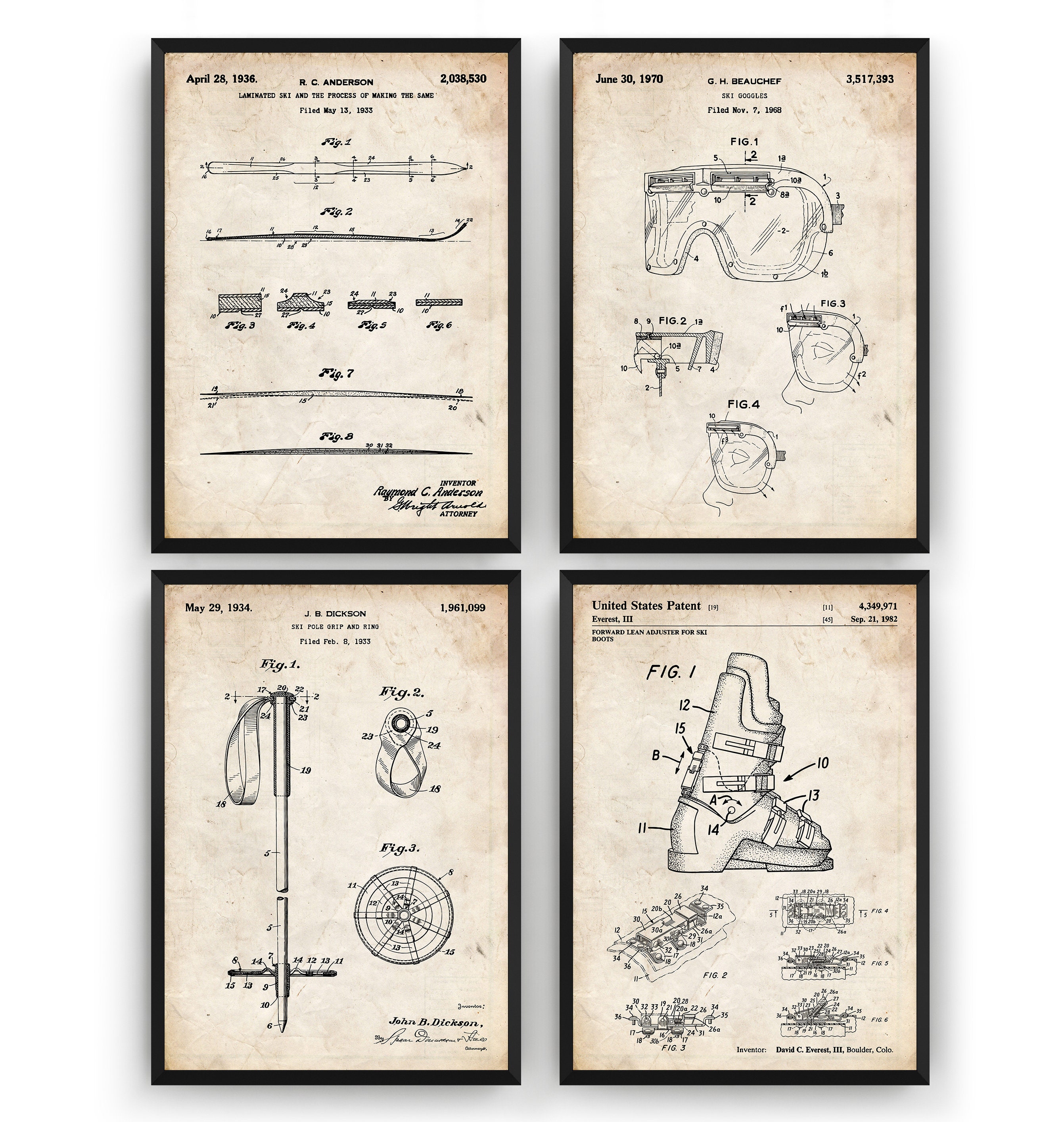 Skiing set patent for sale  