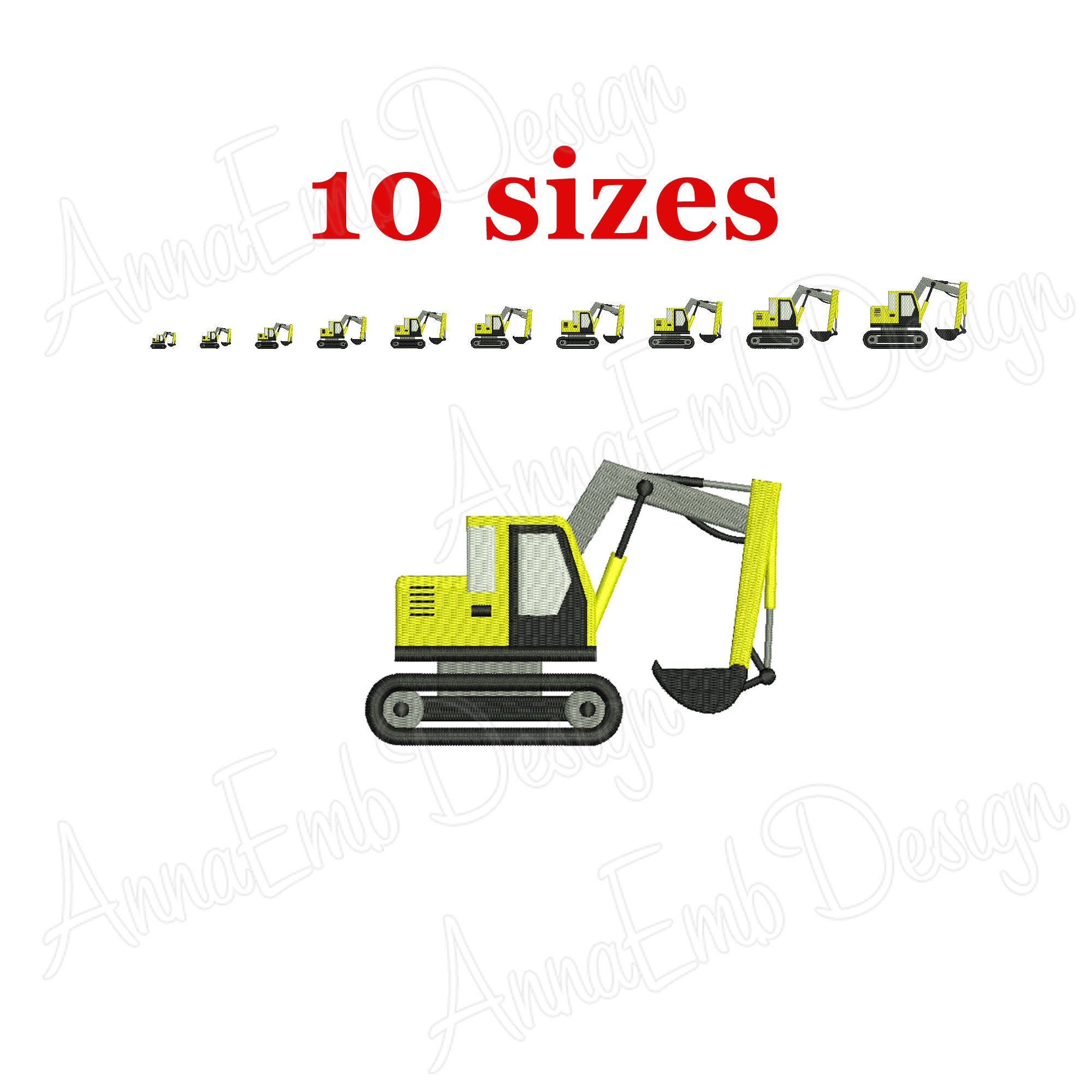 Excavator embroidery design. for sale  