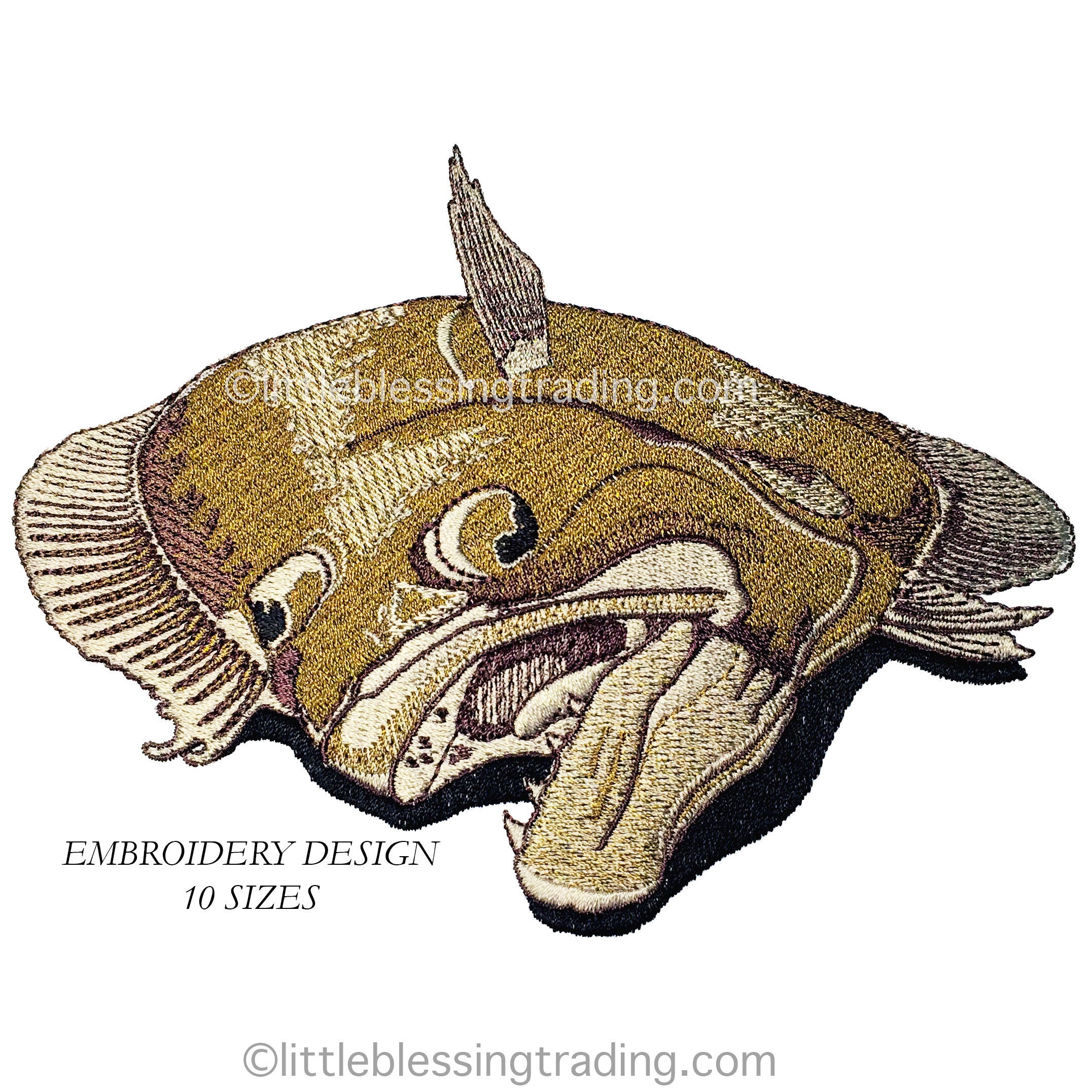 Flounder fluke embroidery for sale  