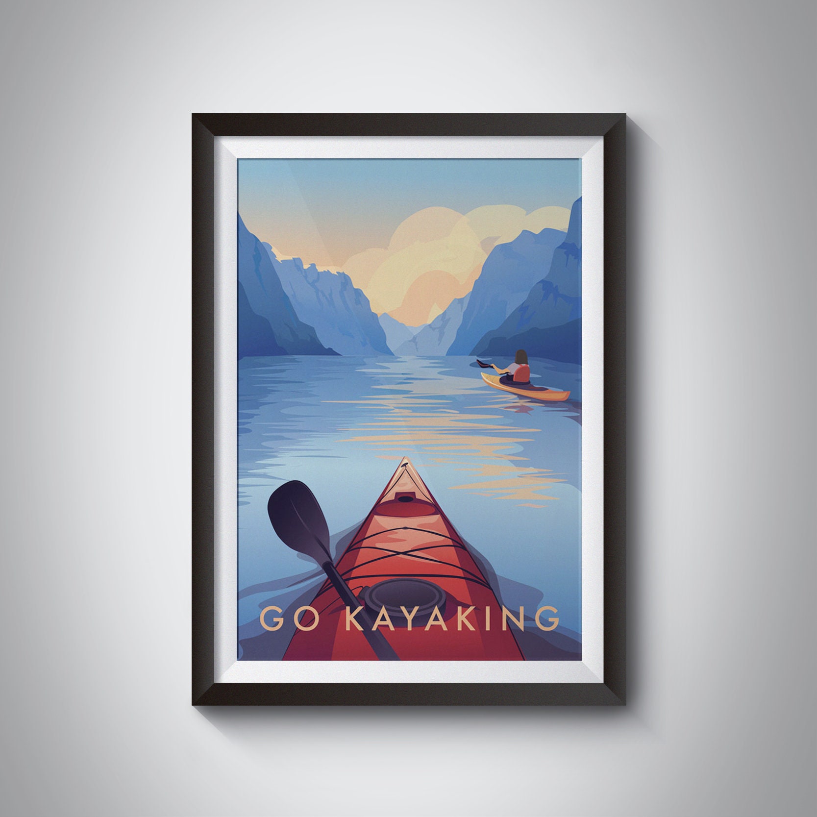 Kayaking print travel for sale  