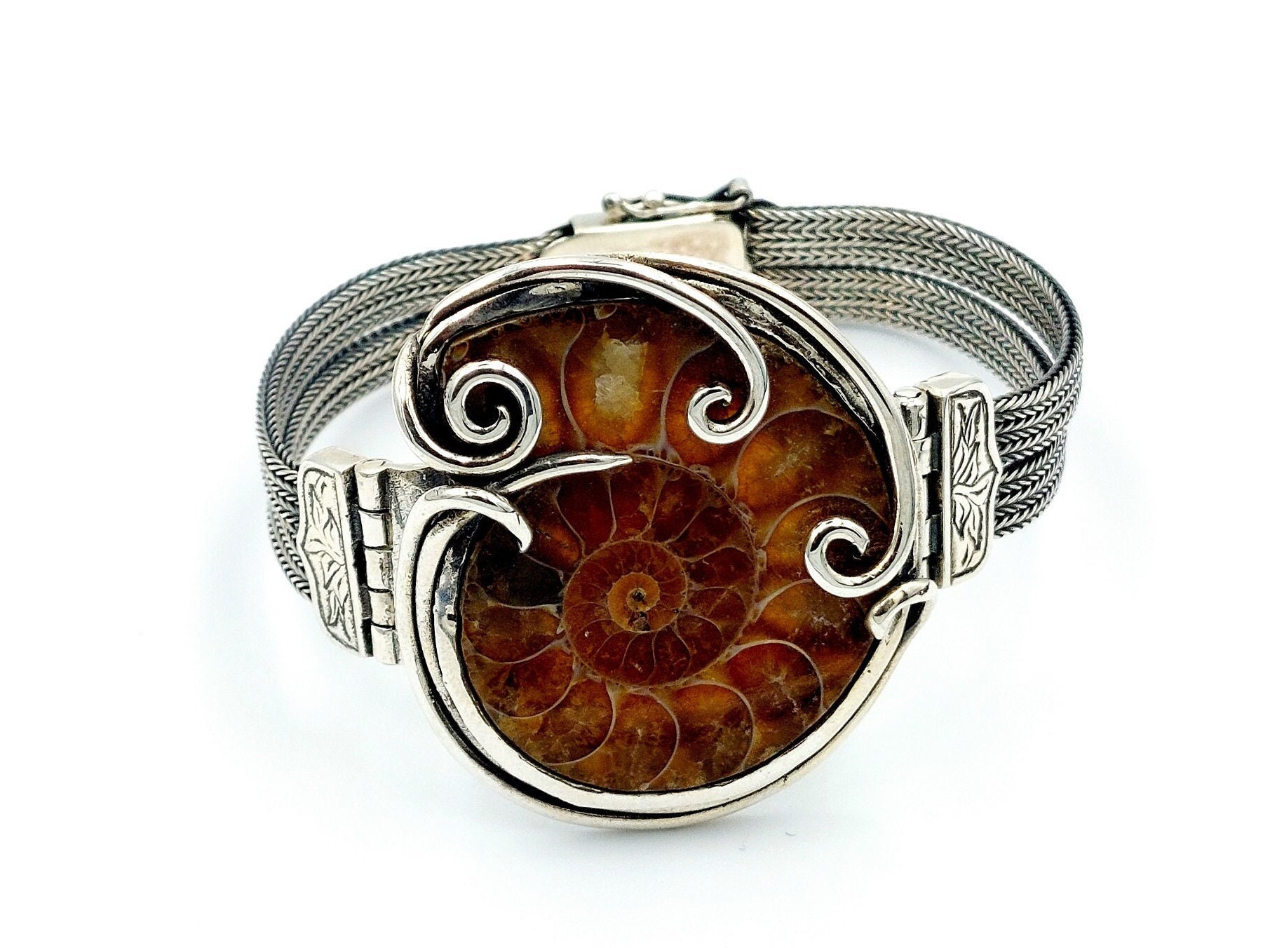 Silver ammonite bracelet for sale  