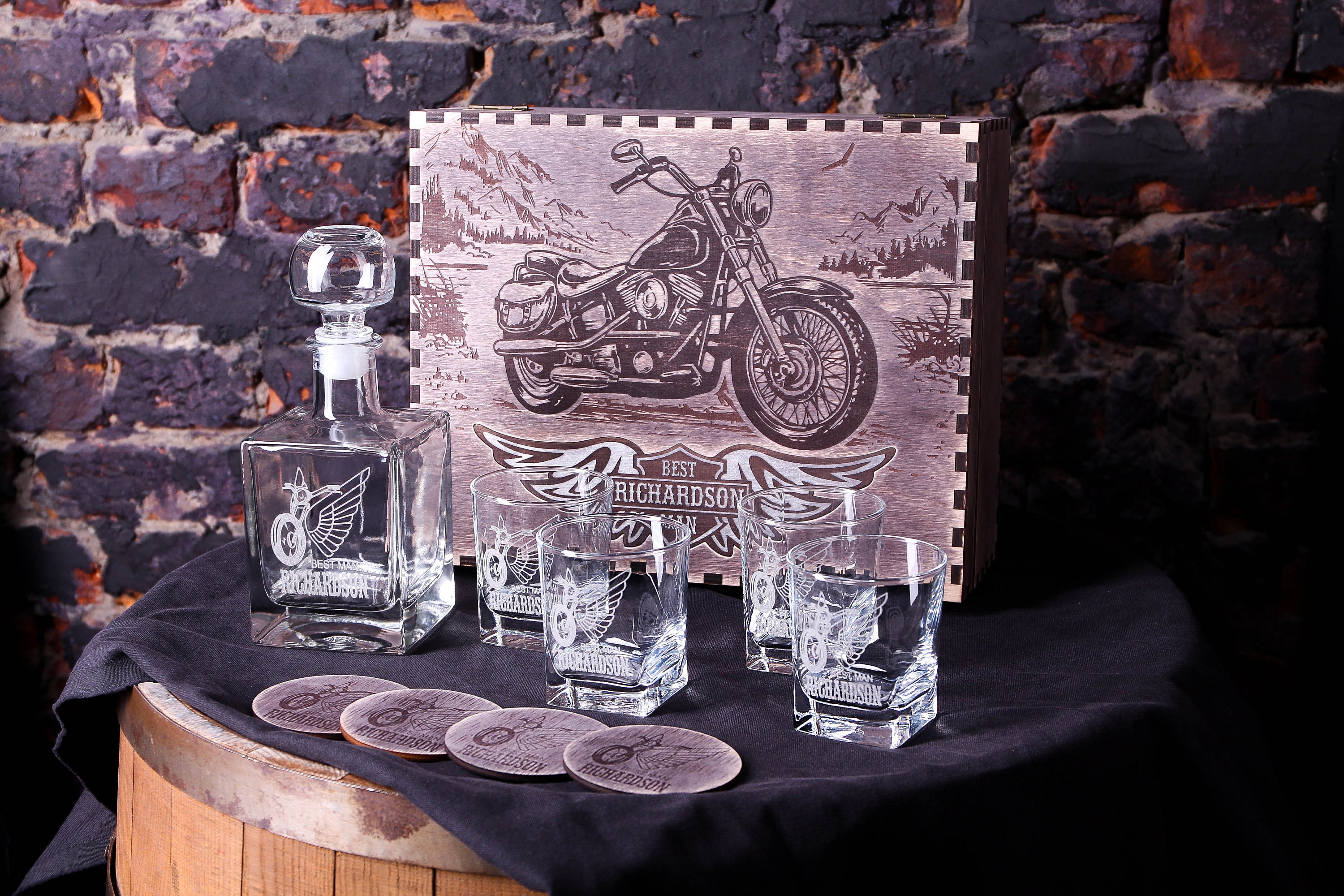 Motorcycle whiskey glasses for sale  