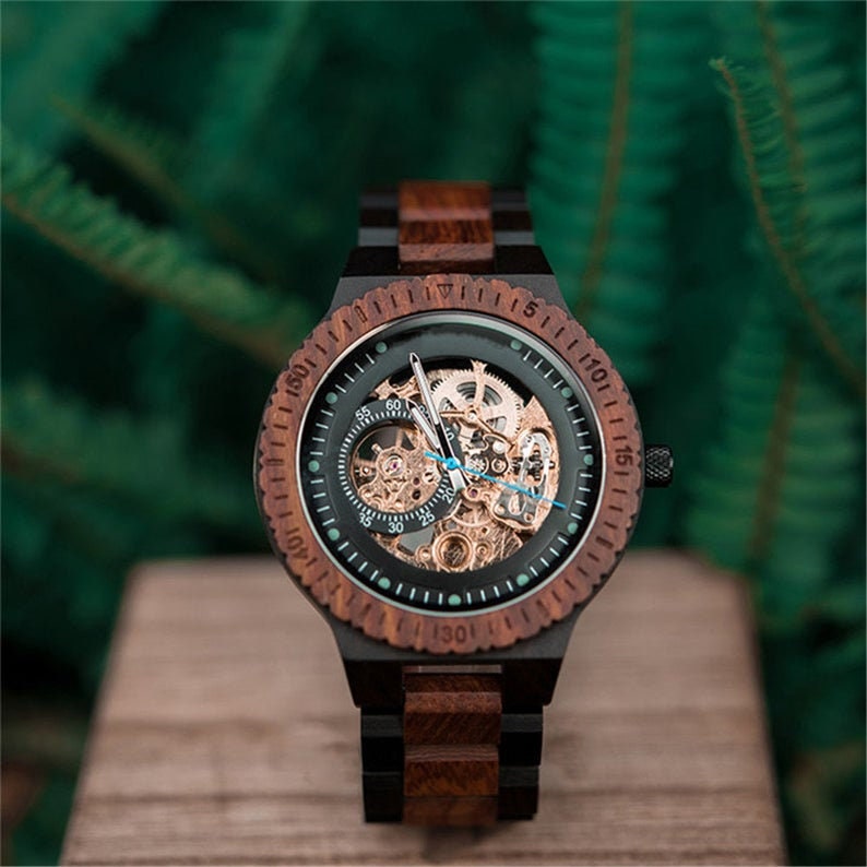 Engraved wooden watch for sale  