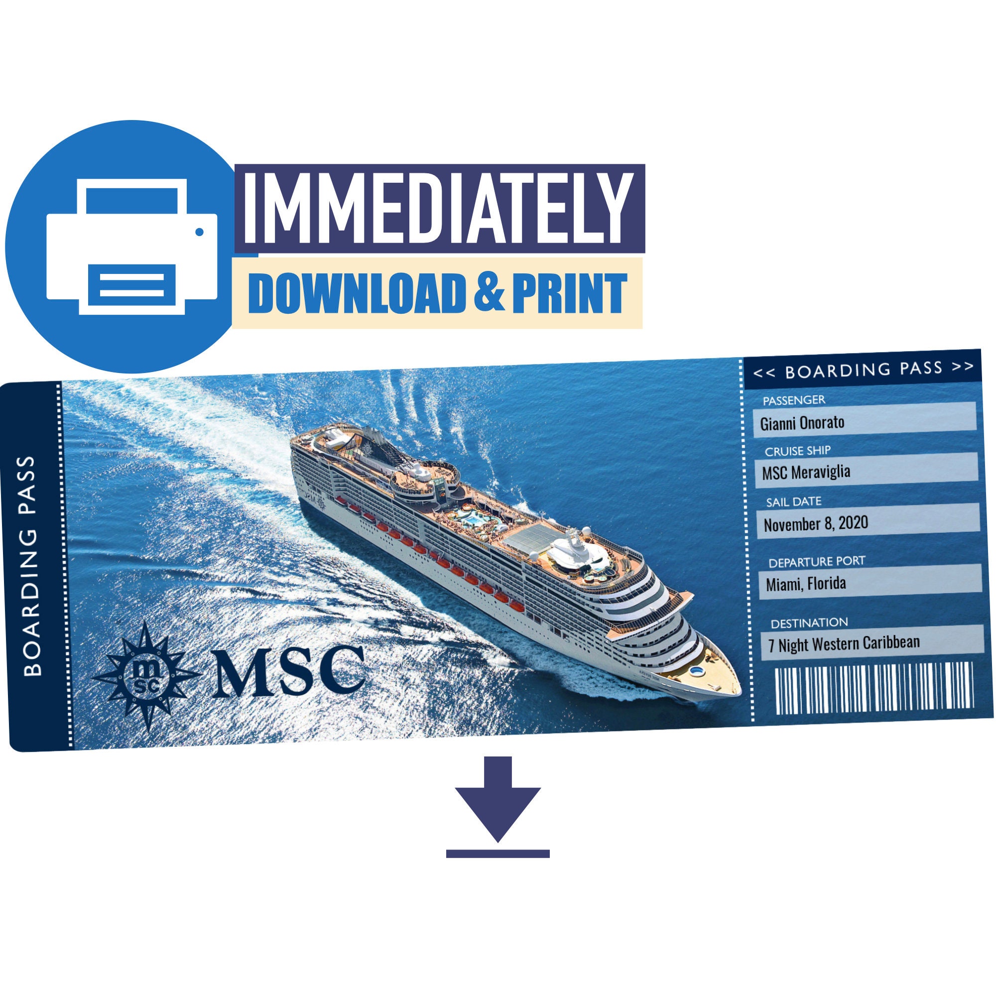 Msc cruise ticket for sale  