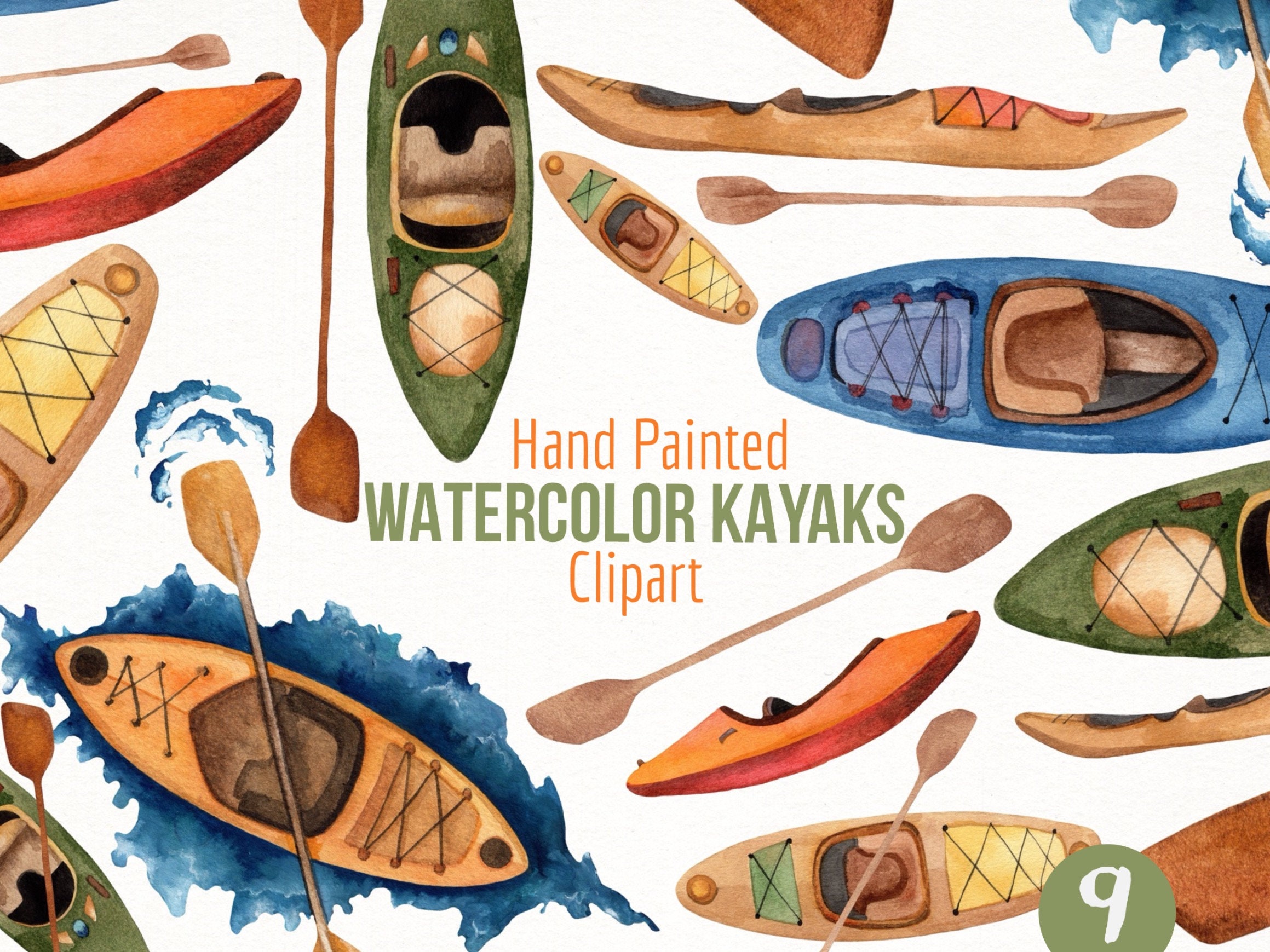 Watercolour kayak clipart for sale  