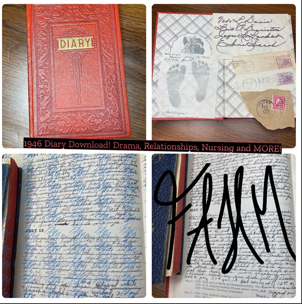 Handwritten diary 1945 for sale  