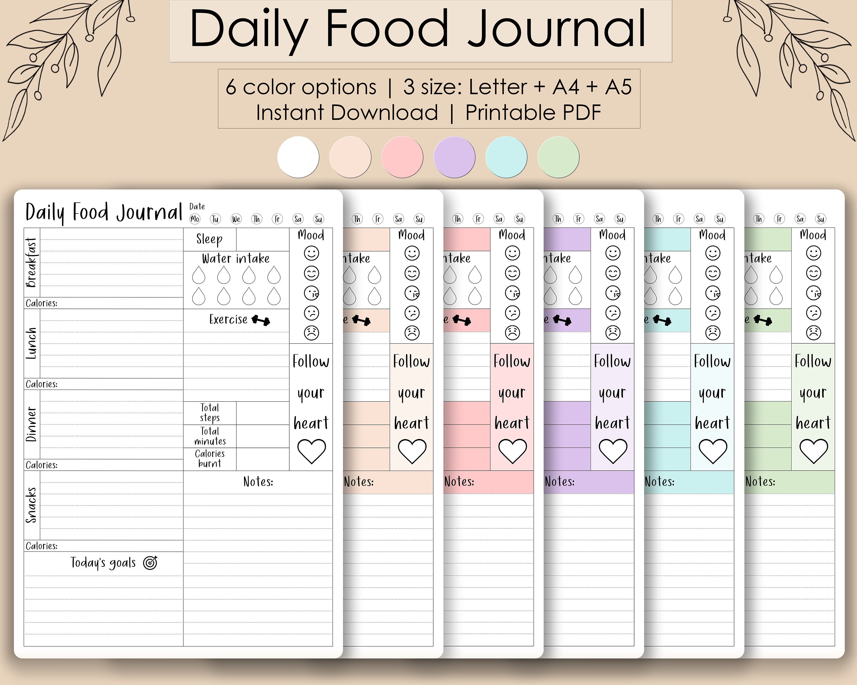 Daily food journal for sale  