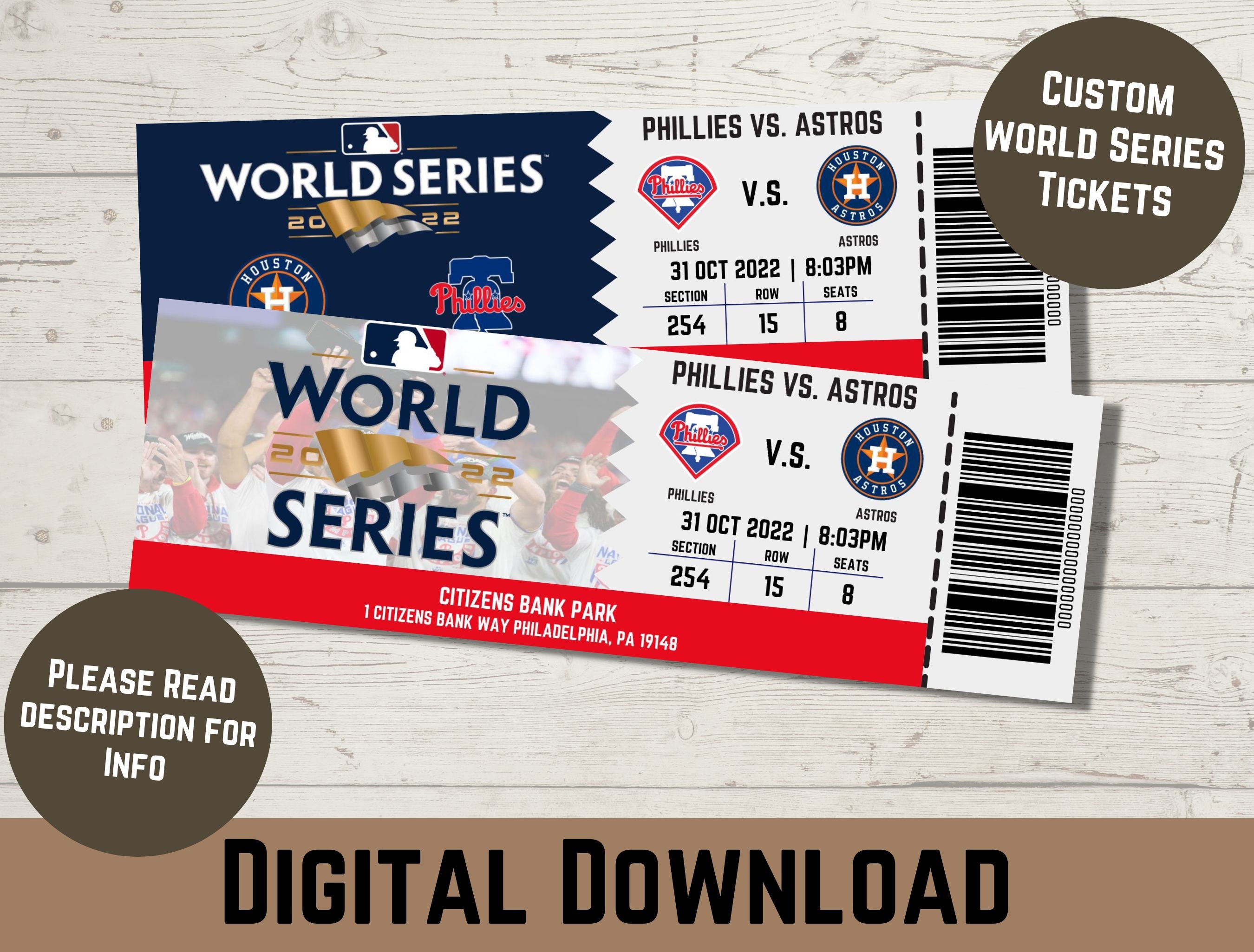 Series tickets custom for sale  