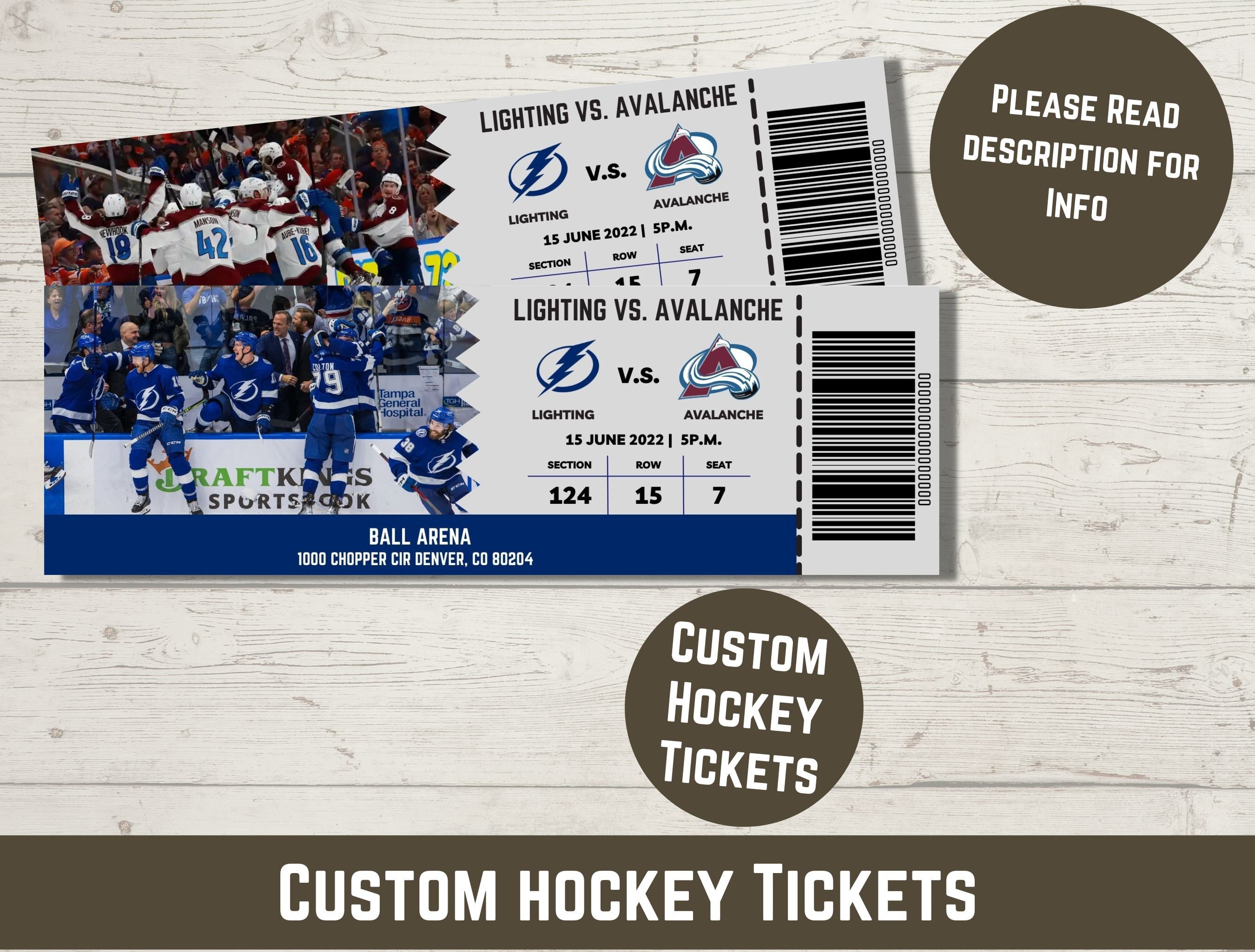 Hockey custom tickets for sale  