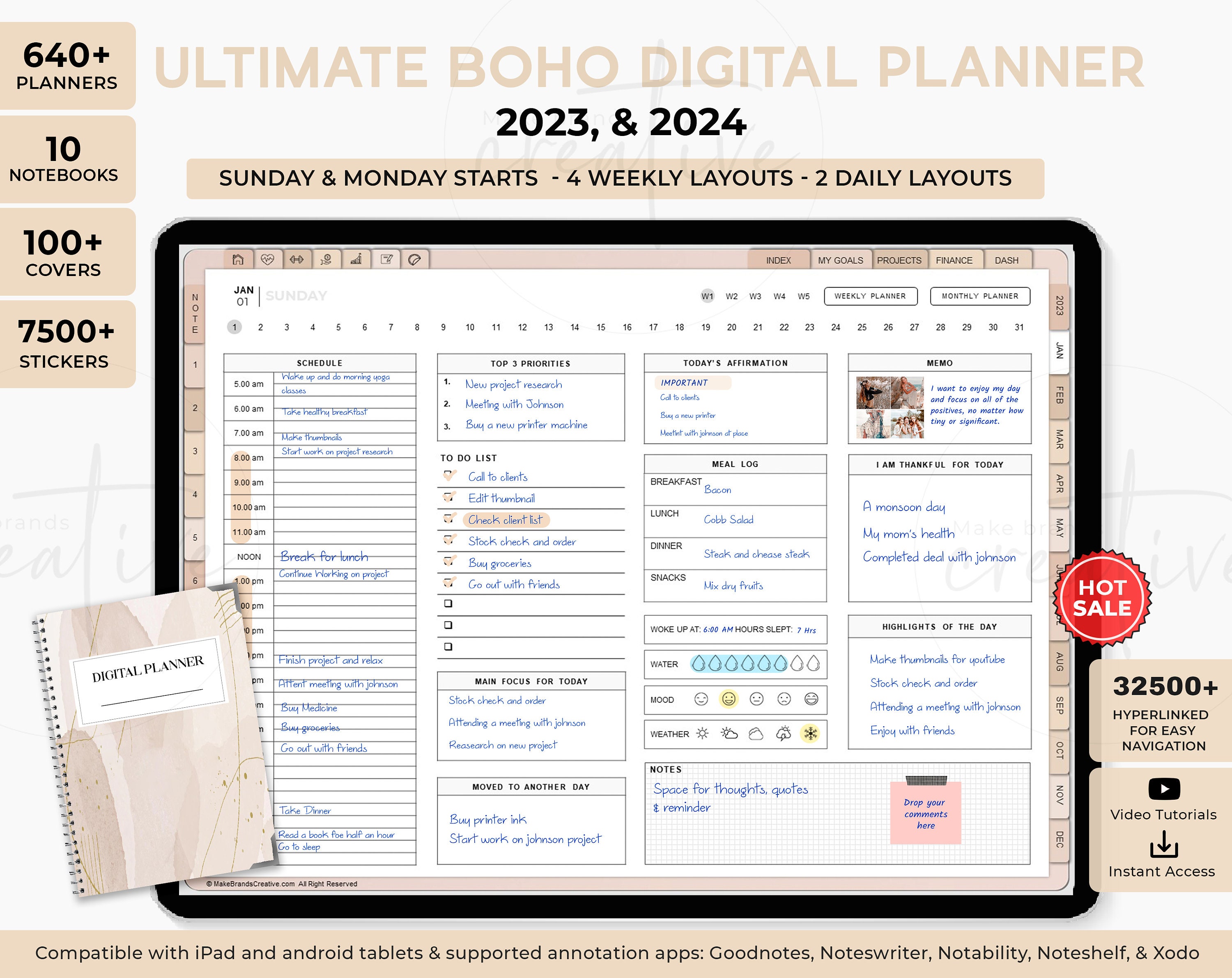 Goodnotes planner ipad for sale  