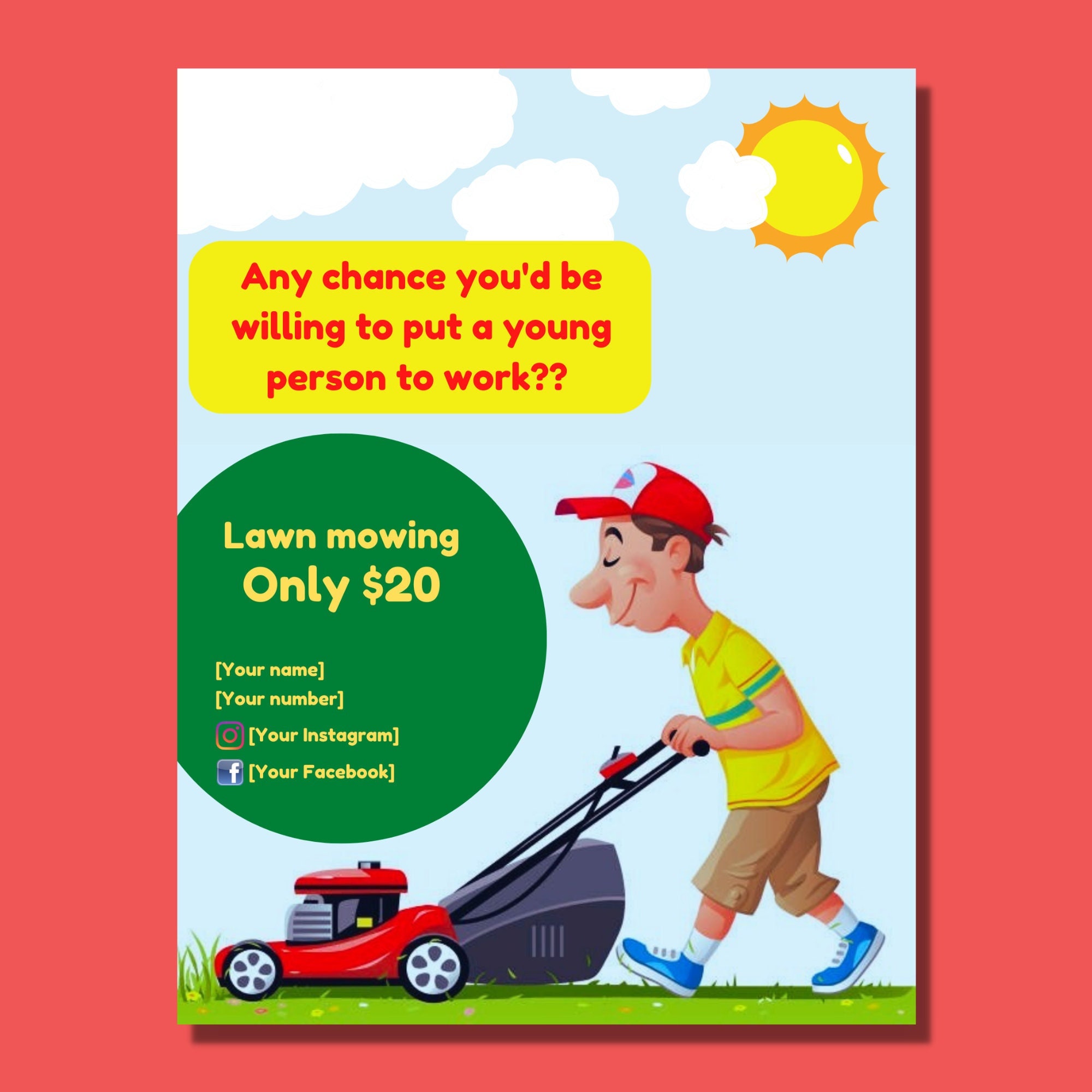 Lawn mowing flyer for sale  