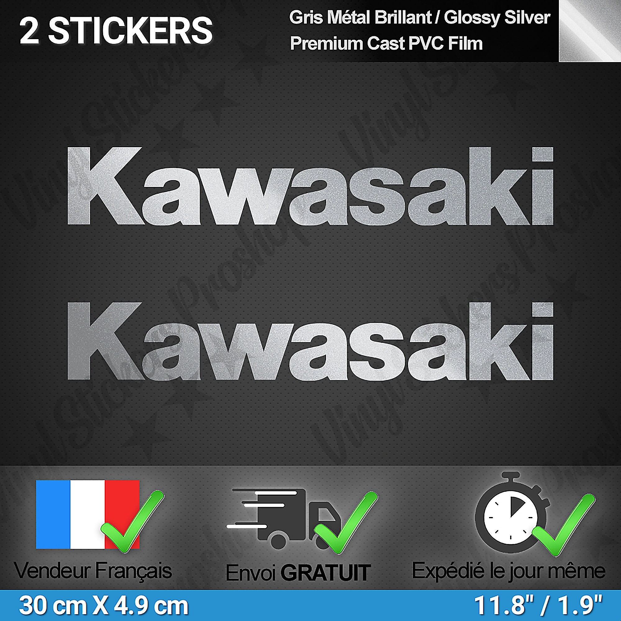 Kawasaki stickers silver for sale  