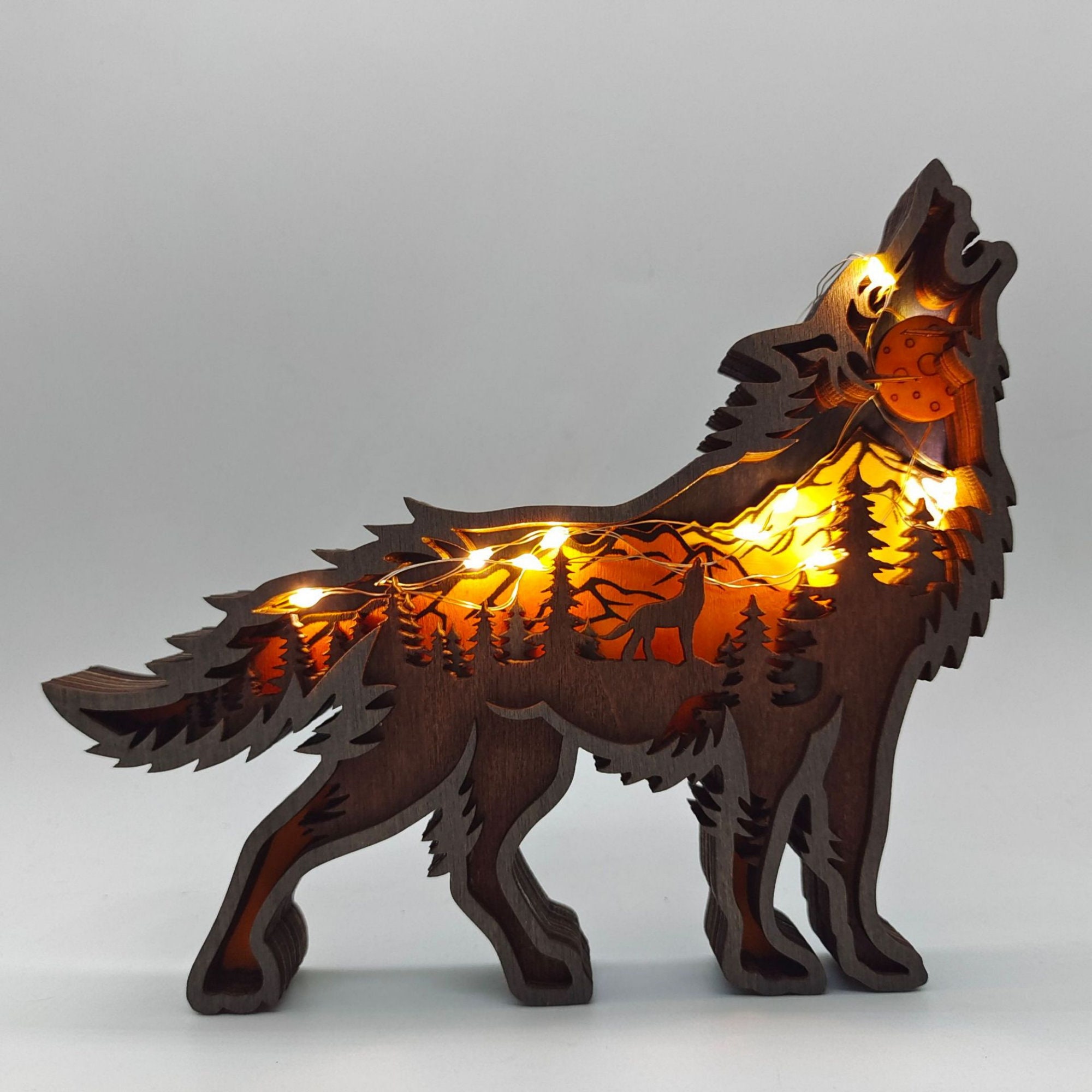 Wooden carved wolf for sale  