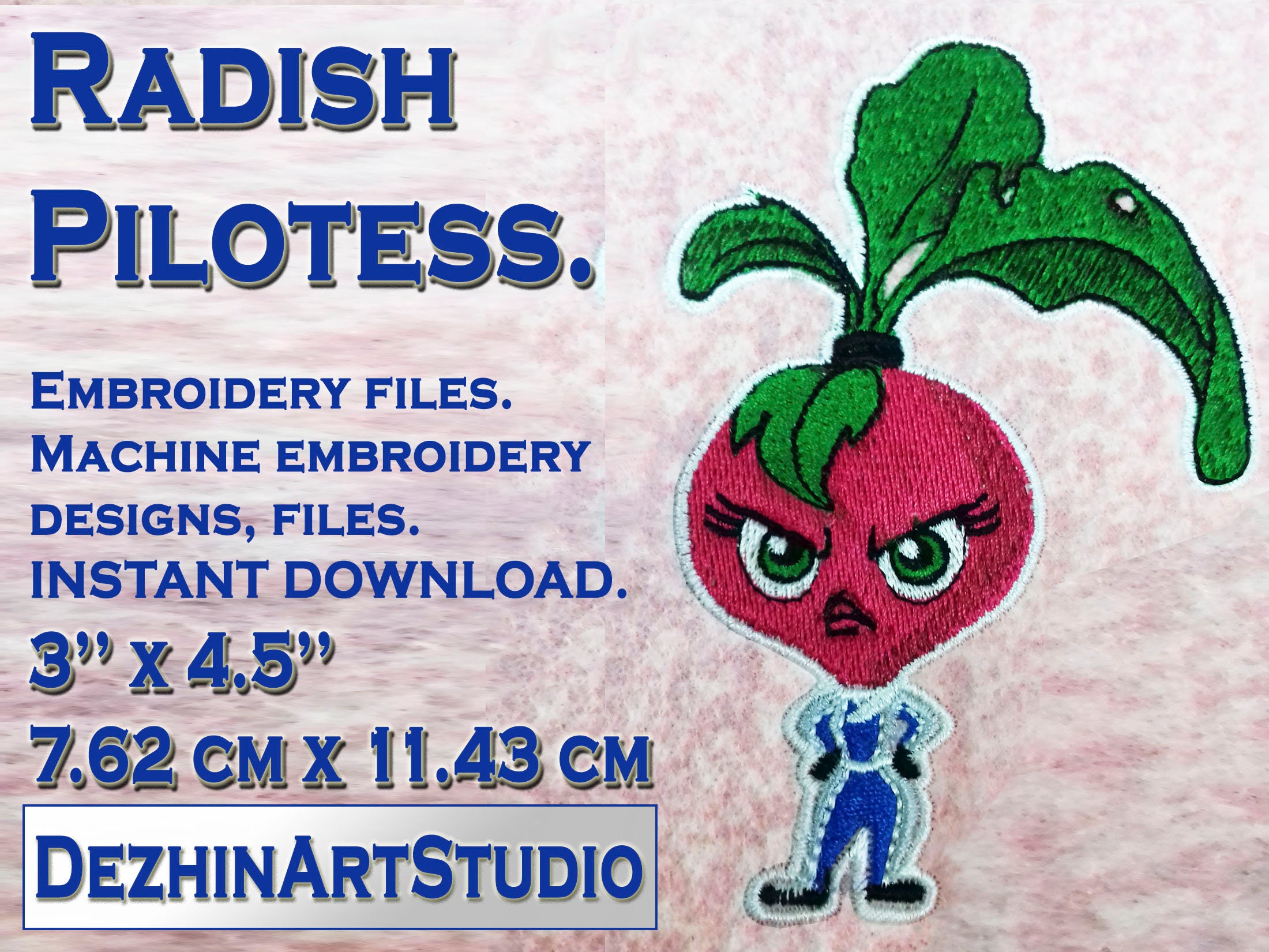 Radish pilotess. embroidery for sale  