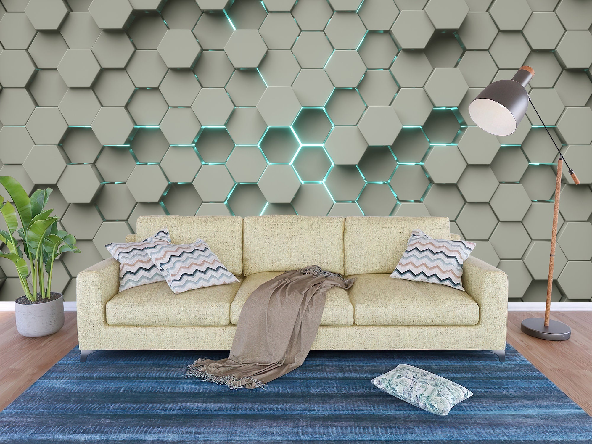 Geometric backlit hexagons for sale  